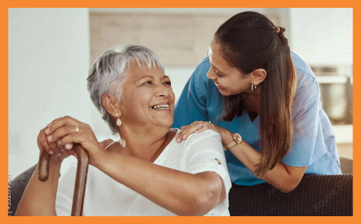 LATINO WOMAN WITH CARE WORKER